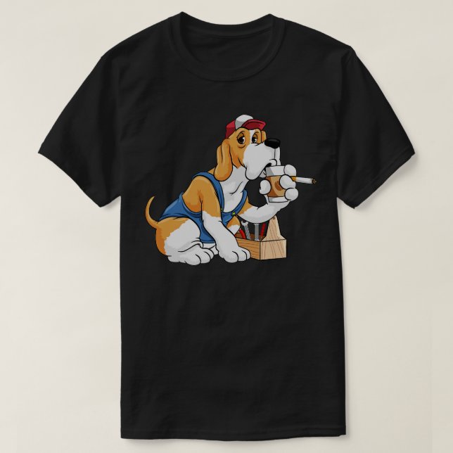 Dog as mechanic with tool box and tool 2 T-Shirt (Design Front)
