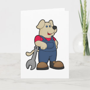 Dog as Mechanic with Wrench Card
