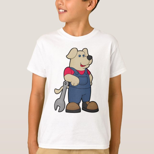 Dog as Mechanic with Wrench T-Shirt (Front)