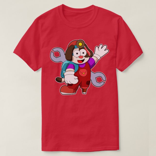 Dog as Mechatronics engineer with Wrench T-Shirt (Design Front)