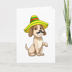 Dog as Mexican with Straw hat Card