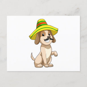 Dog as Mexican with Straw hat Postcard