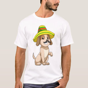 Dog as Mexican with Straw hat T-Shirt