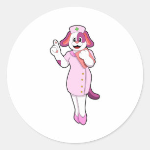 Dog as Nurse Classic Round Sticker