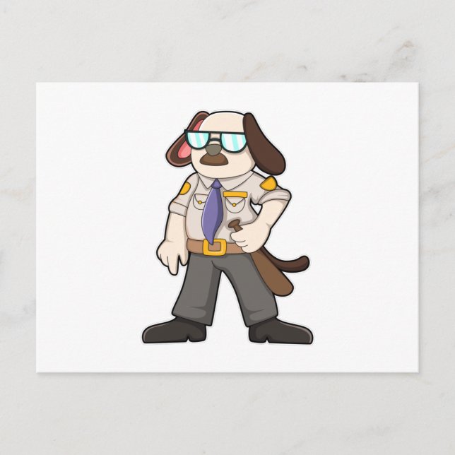 Dog as Police officer with Baton & Sunglasses Postcard (Front)