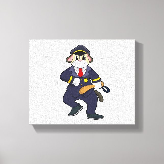 Dog as Police officer with Police uniform Canvas Print (Front)