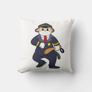Dog as Police officer with Police uniform Cushion