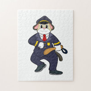 Dog as Police officer with Police uniform Jigsaw Puzzle