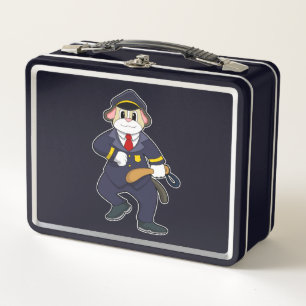 Dog as Police officer with Police uniform Metal Lunch Box