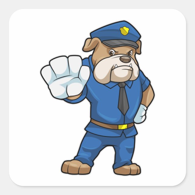 Dog as Police officer with Police uniform Square Sticker (Front)