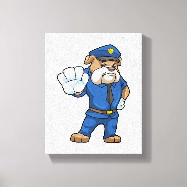 Dog as Police officer with Uniform Canvas Print (Front)