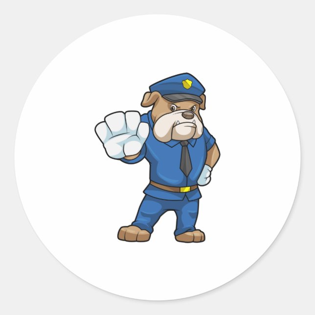 Dog as Police officer with Uniform Classic Round Sticker (Front)
