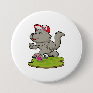 Dog as Runner with Cap 7.5 Cm Round Badge