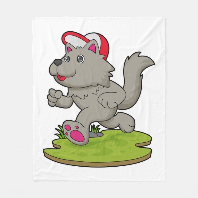 Dog as Runner with Cap Fleece Blanket (Front)