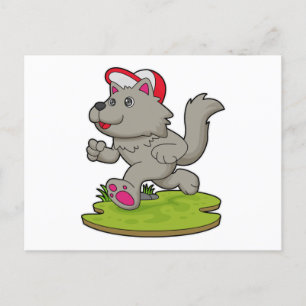Dog as Runner with Cap Postcard