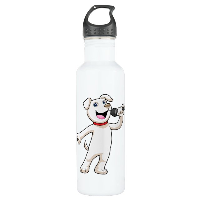 Dog as Singer with Microphone 710 Ml Water Bottle (Front)