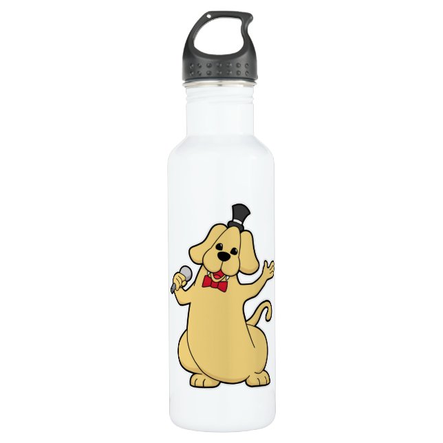 Dog as Singer with Microphone 710 Ml Water Bottle (Front)