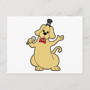 Dog as Singer with Microphone Postcard