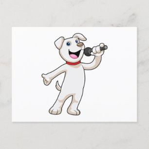 Dog as Singer with Microphone Postcard
