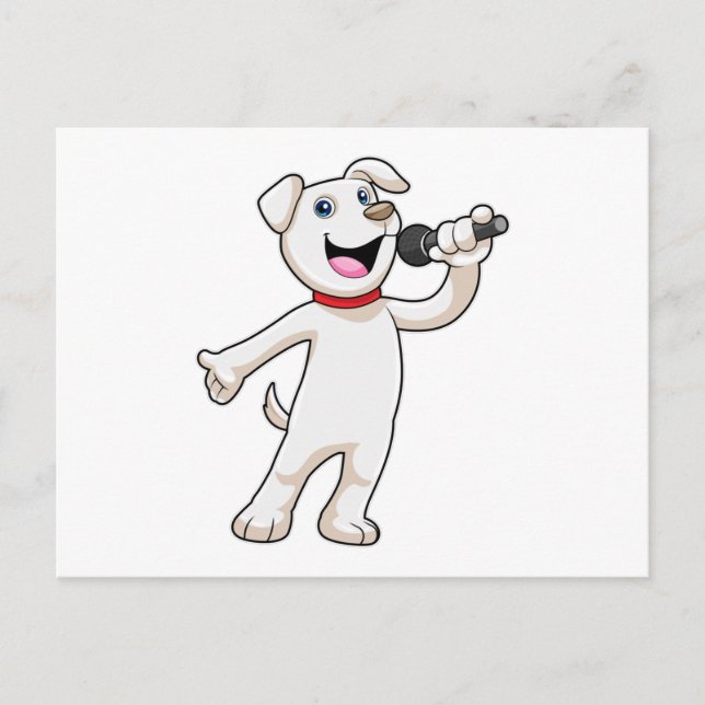 Dog as Singer with Microphone Postcard (Front)