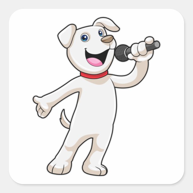 Dog as Singer with Microphone Square Sticker (Front)