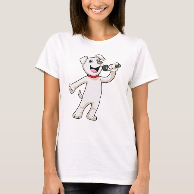 Dog as Singer with Microphone T-Shirt (Front)