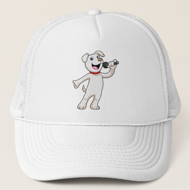 Dog as Singer with Microphone Trucker Hat (Front)