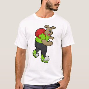 Dog as Skater with Inline skates & Backpack T-Shirt