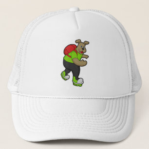 Dog as Skater with Inline skates & Backpack Trucker Hat