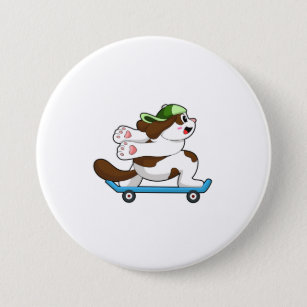 Dog as Skater with Skateboard 7.5 Cm Round Badge