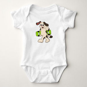 Dog as Skater with Skateboard Baby Bodysuit