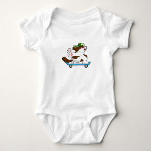 Dog as Skater with Skateboard Baby Bodysuit