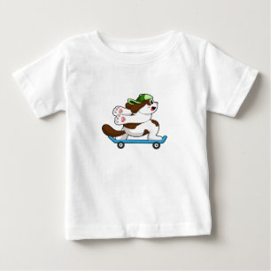 Dog as Skater with Skateboard Baby T-Shirt