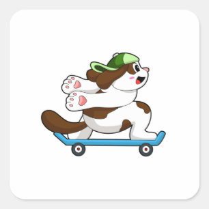Dog as Skater with Skateboard Square Sticker