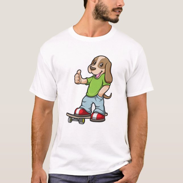 Dog as Skater with Skateboard T-Shirt (Front)