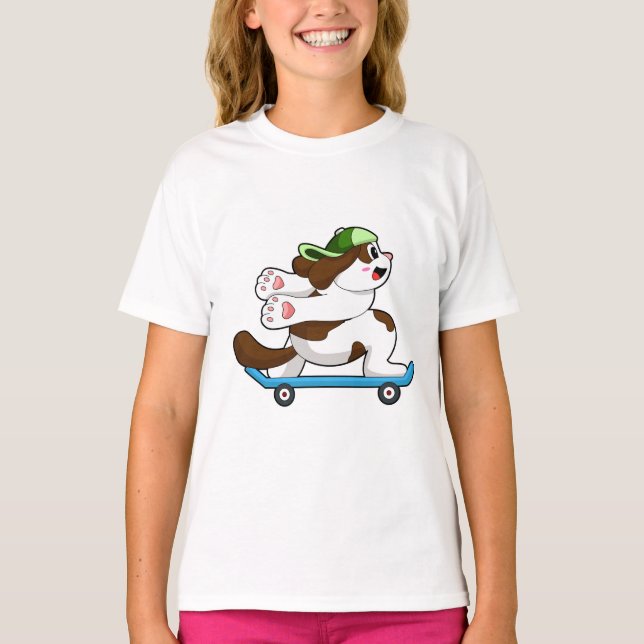 Dog as Skater with Skateboard T-Shirt (Front)