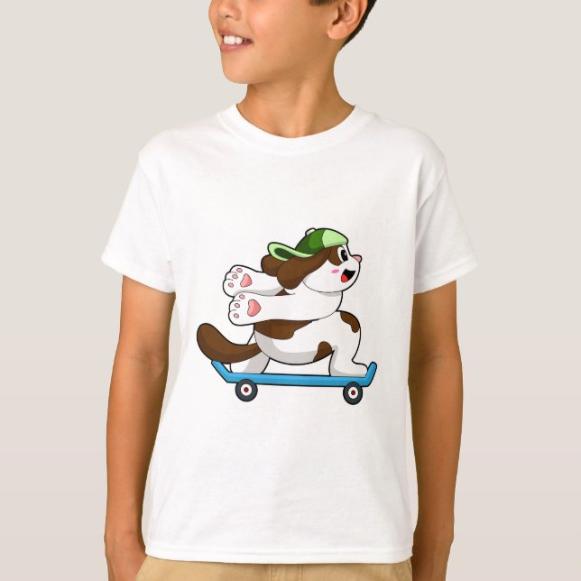Dog as Skater with Skateboard T-Shirt (Front)