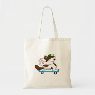 Dog as Skater with Skateboard Tote Bag