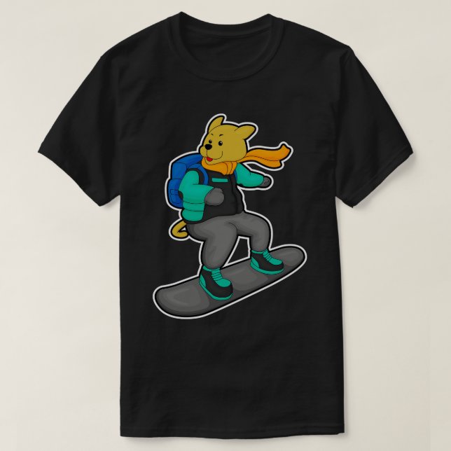 Dog as Snowboarder with Snowboard Backpack T-Shirt (Design Front)