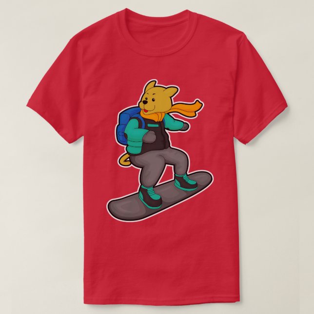 Dog as Snowboarder with Snowboard Backpack T-Shirt (Design Front)