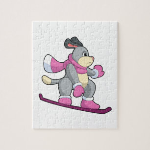 Dog as Snowboarder with Sonowboard Jigsaw Puzzle