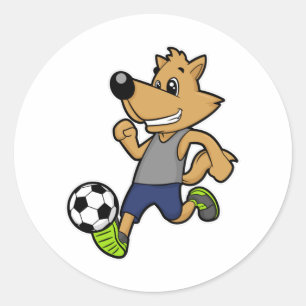 Dog as Soccer player at Soccer Classic Round Sticker