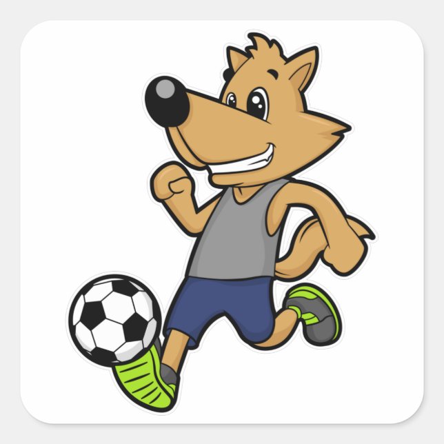 Dog as Soccer player at Soccer Square Sticker (Front)