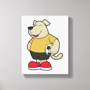 Dog as Soccer player with Soccer ball Canvas Print