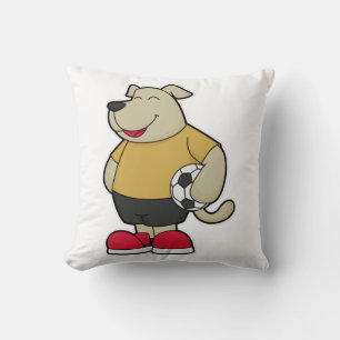 Dog as Soccer player with Soccer ball Cushion