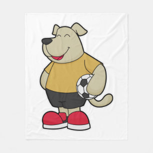 Dog as Soccer player with Soccer ball Fleece Blanket