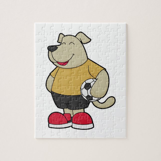 Dog as Soccer player with Soccer ball Jigsaw Puzzle (Vertical)