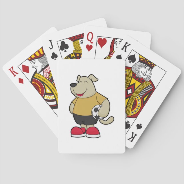 Dog as Soccer player with Soccer ball Playing Cards (Back)