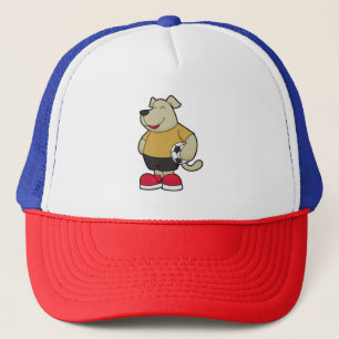 Dog as Soccer player with Soccer ball Trucker Hat