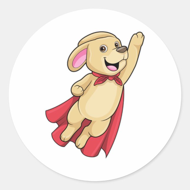 Dog as Superhero with Cape Classic Round Sticker (Front)